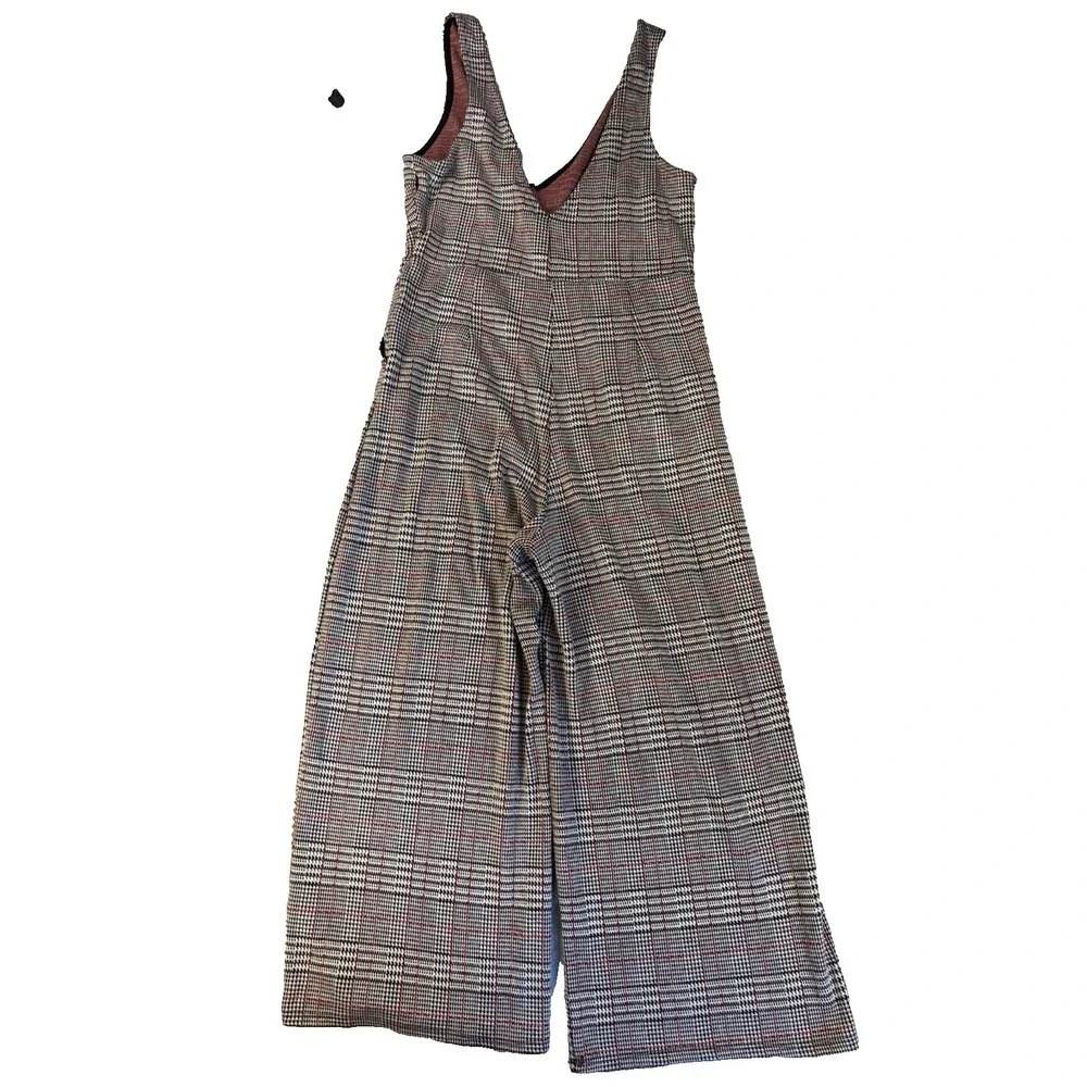 Forever 21 Plaid Wide Leg Jumpsuit Sm Dark Academia Preppy Checked School Girl